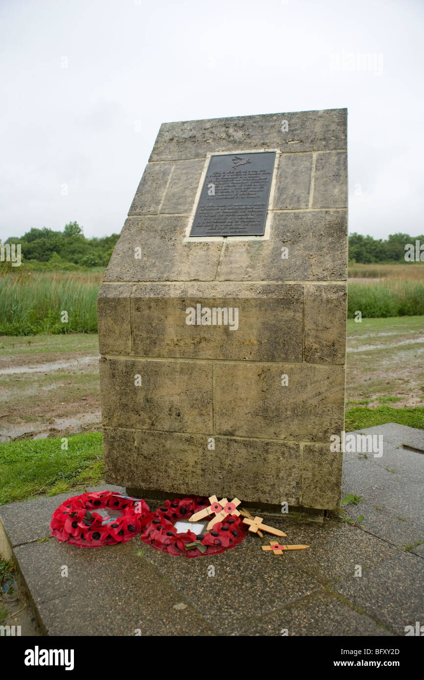 Memorial to the British Airborne landings by Pegasus Bridge, Normandy, France liberated on D Day, June 1944 Stock Photo