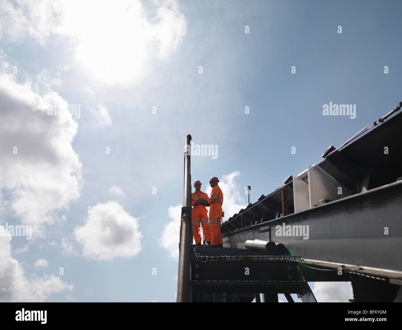 Coal Workers On Viewing Platform Stock Photo