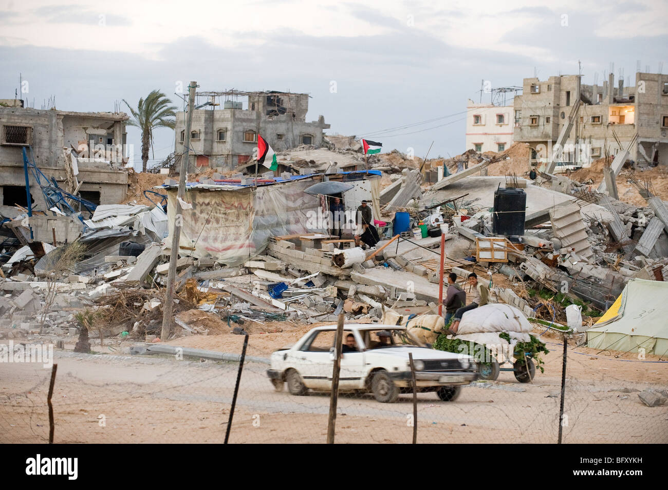 Bombed out houses in north Gaza strip after the Israel war in 2009. Stock Photo