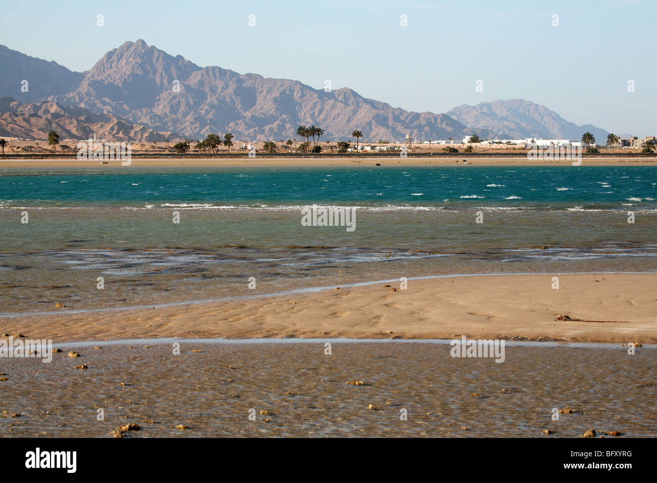 Beach, red sea. Egypt, Dahab, Sinai Peninsula. Stock Photo
