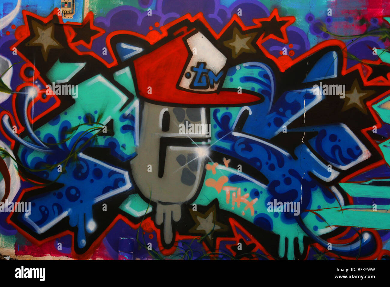 Thai graffiti art , many colours , Pattaya , Thailand Stock Photo Alamy