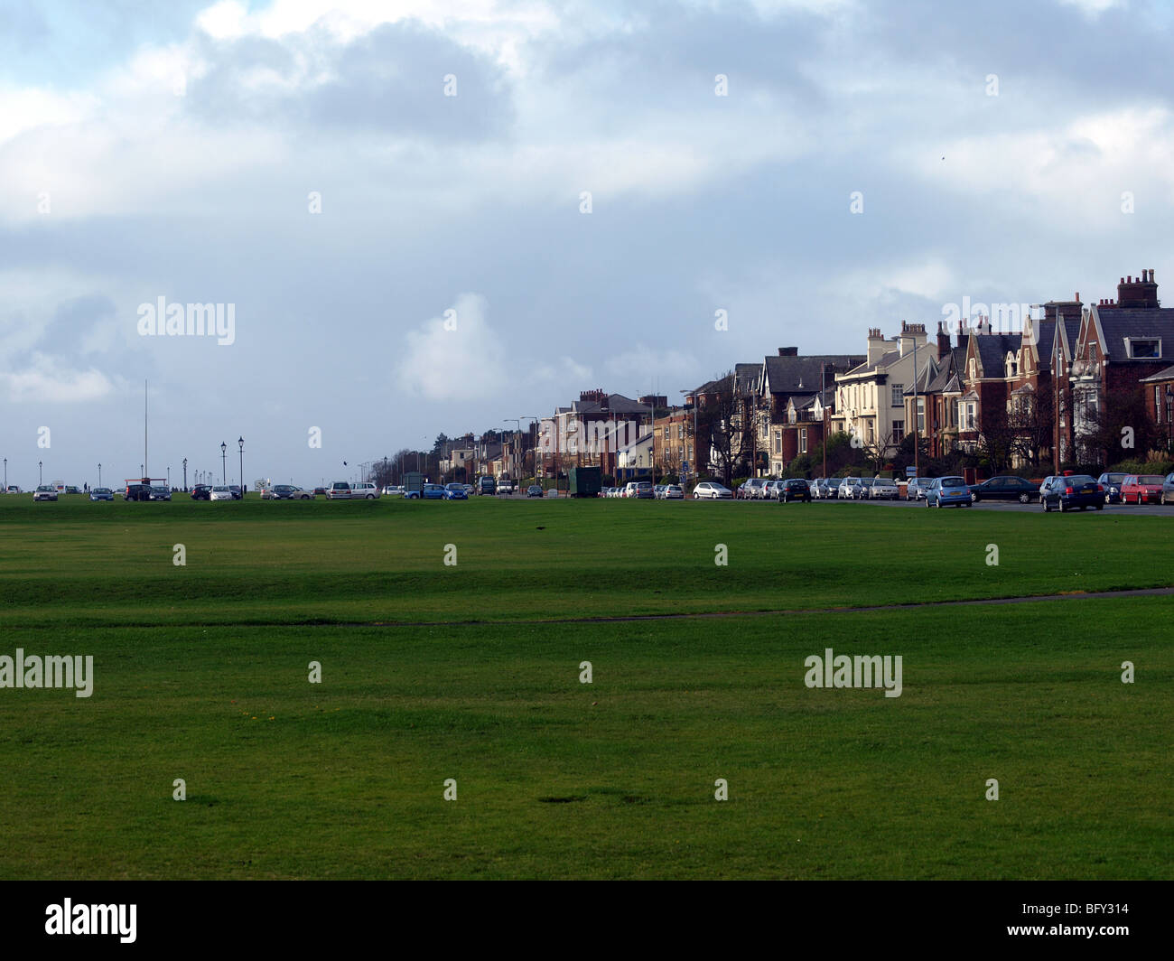 The lawns on the seafront at Lytham St Annes,Lancashire,England in November. Stock Photo