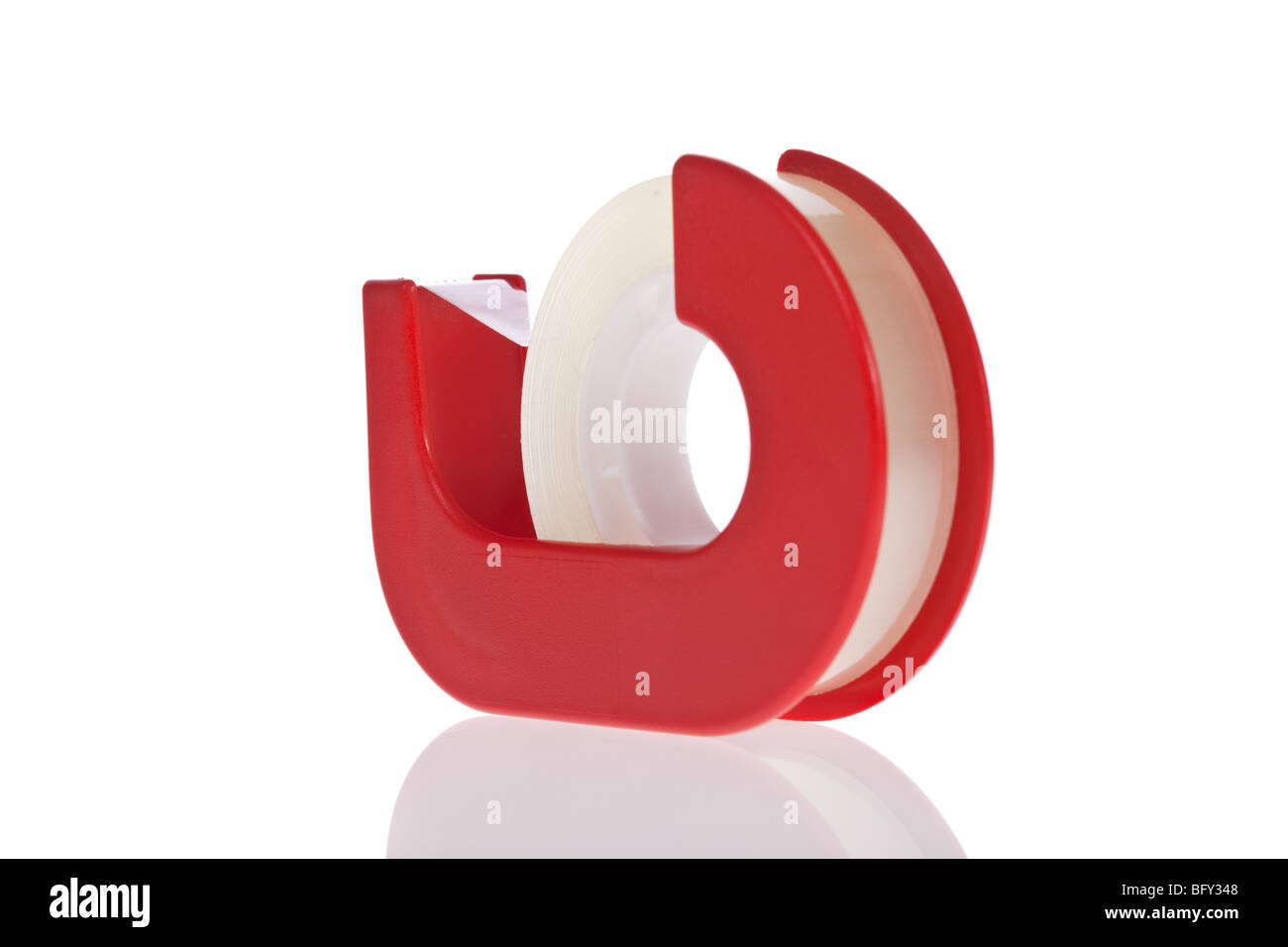 Clear tape dispenser isolated on a white background Stock Photo