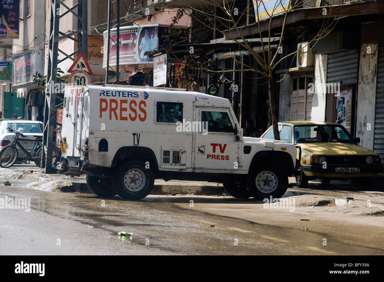 Reuters TV landrover in the Gaza Strip. Stock Photo