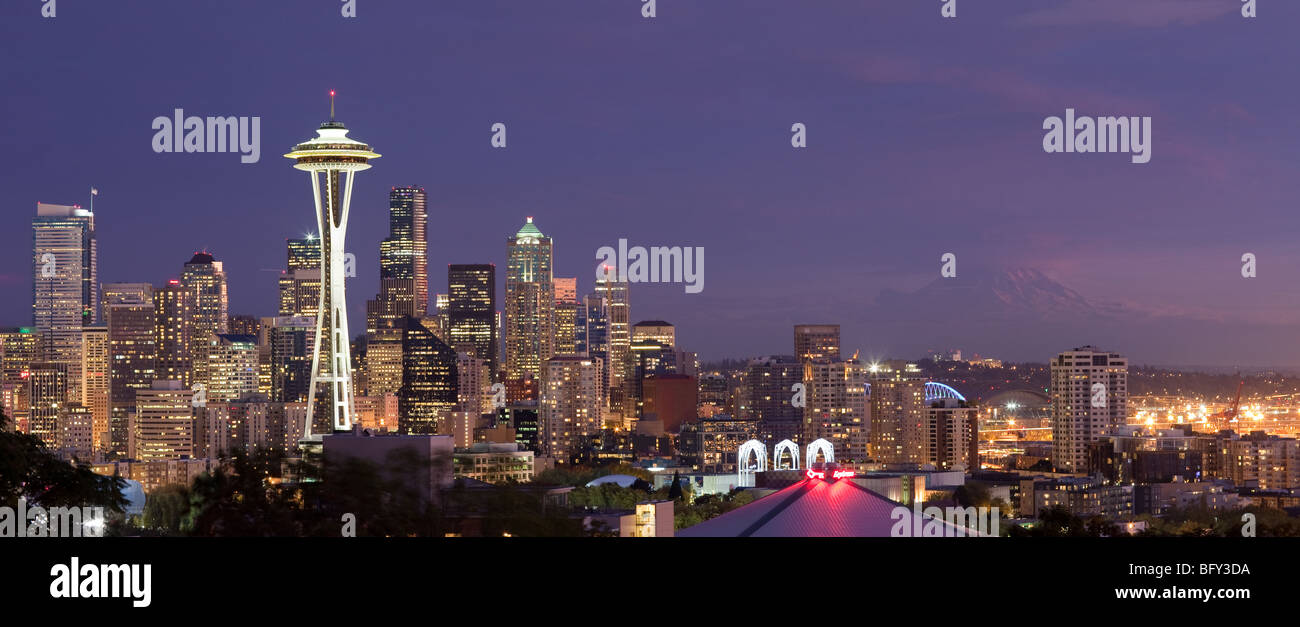 Seattle skyline at evening Stock Photo