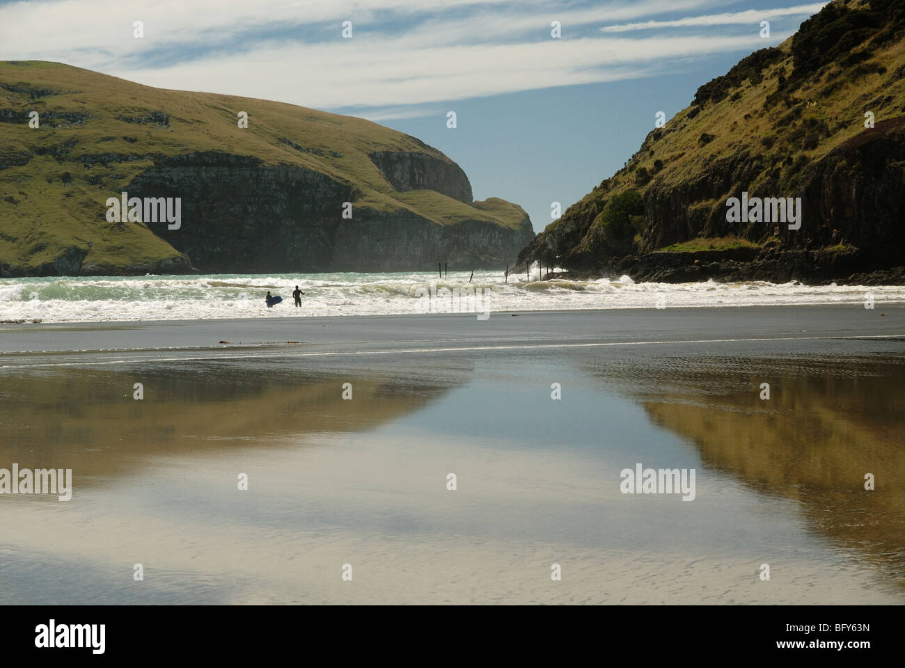 Le Bons Bay, Banks Peninsula, New Zealand Stock Photo