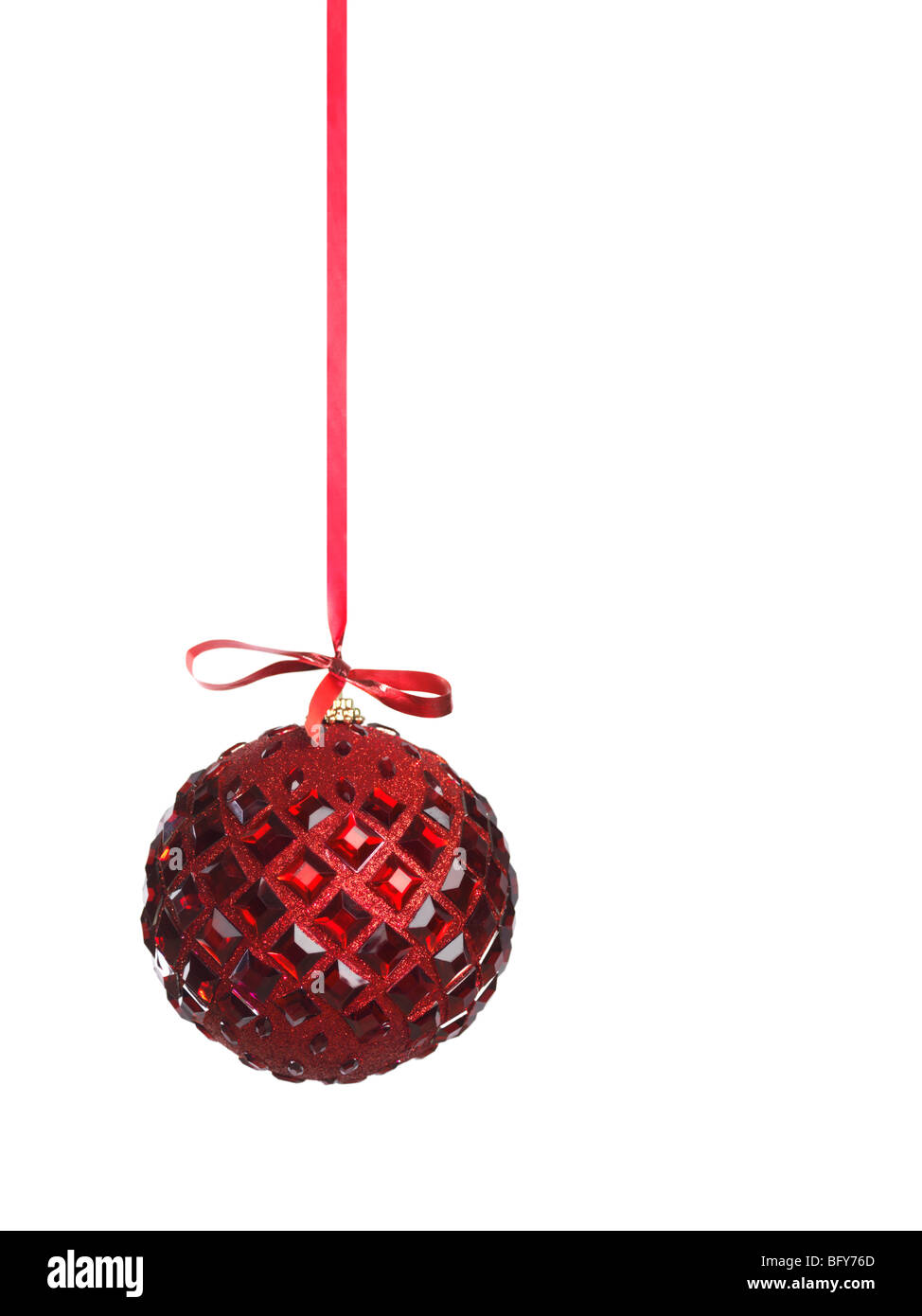 Christmas decoration red ball isolated on white background Stock Photo