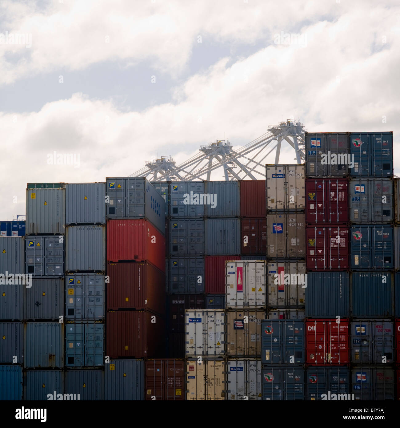 Pile of stacked shipping containers, Auckland, New Zealand Stock Photo Alamy
