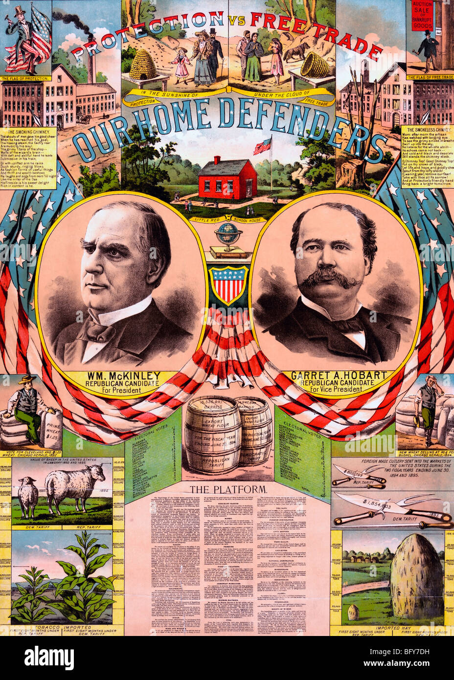 Our home defenders - Presidential Campaign Ad for 1896 Election - Republicans William McKinley and Garrett Hobart Stock Photo