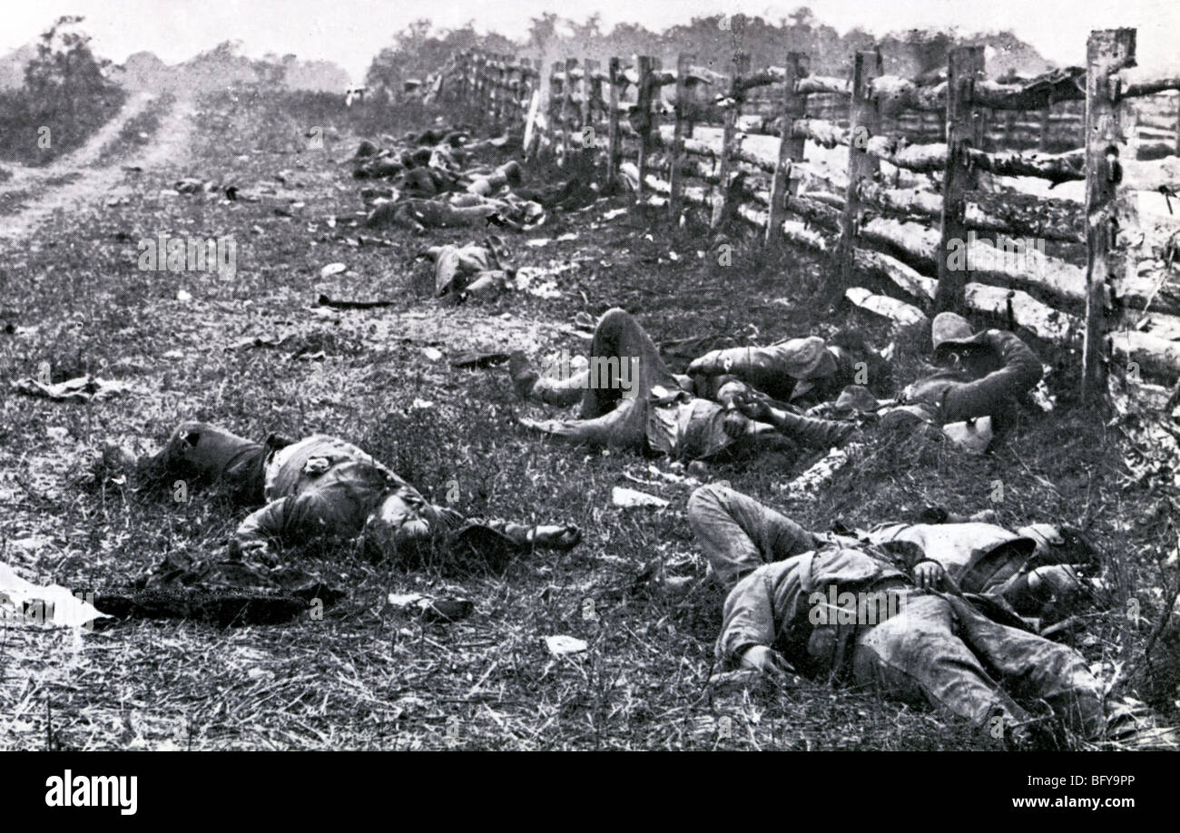 BATTLE OF ANTIETAM (aka Sharpsburg) 17 September 1862. Dead Confederate soldiers  - see Description below Stock Photo