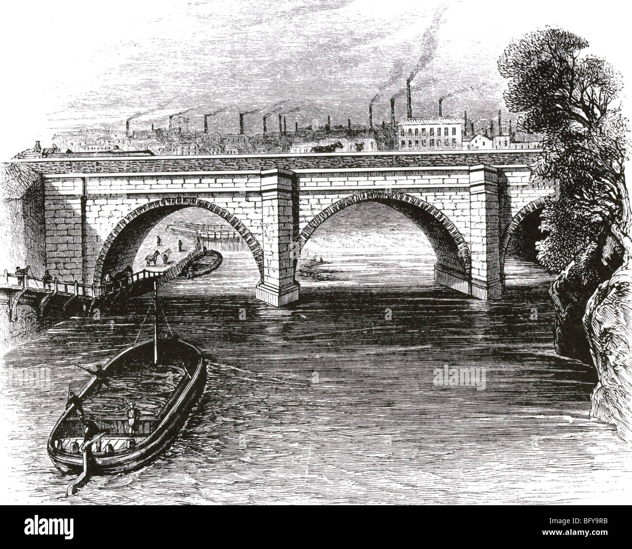 BARTON AQUEDUCT built by James Brindley in 1761 to carry his Bridgewater Canal over the River Irwell just outside Manchester.