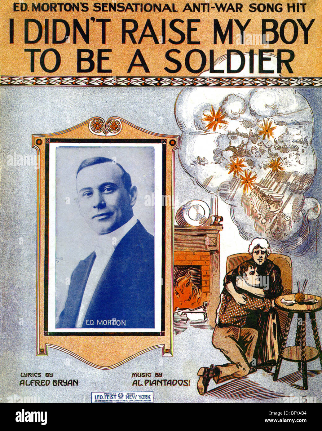 PACIFIST SONG  1915 Sheet music  anti-war song sung by American  Ed Morton Stock Photo