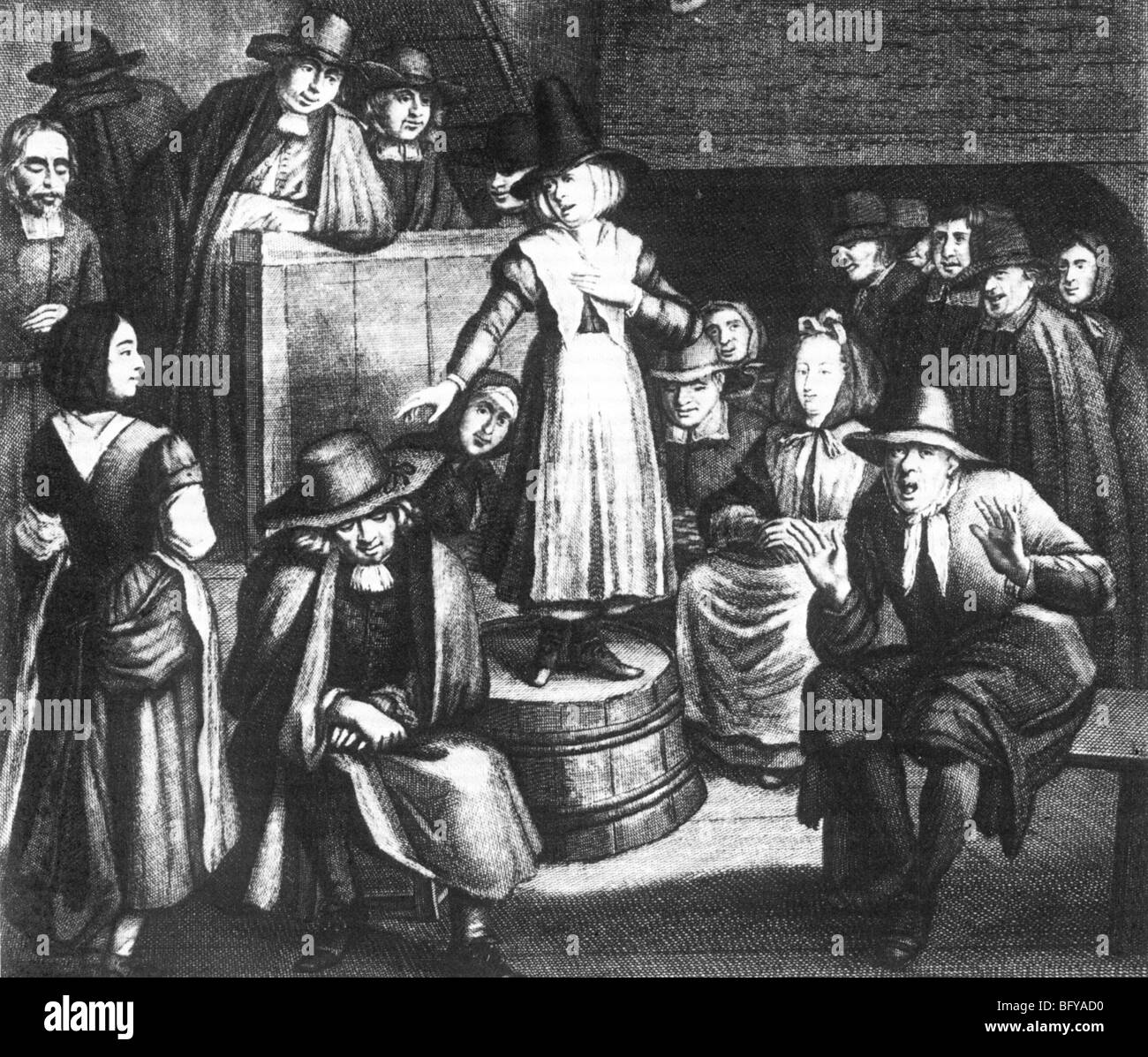 QUAKER MEETING about 1800 Stock Photo