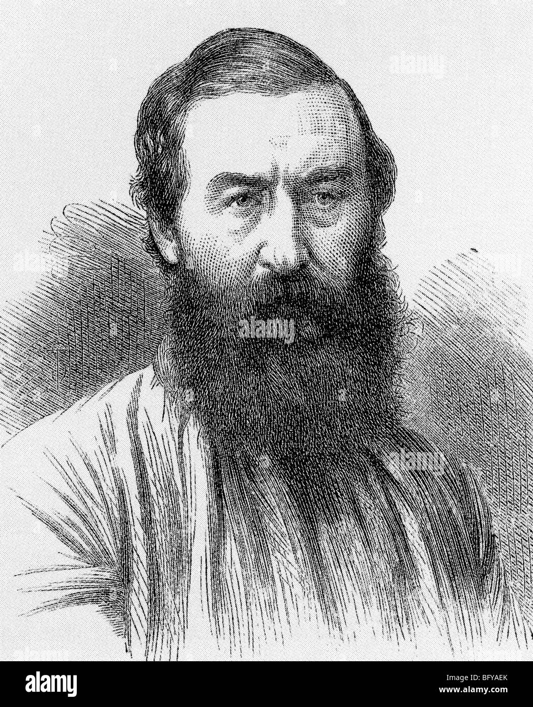 SIR SAMUEL BAKER  English explorer in 1873 engraving Stock Photo