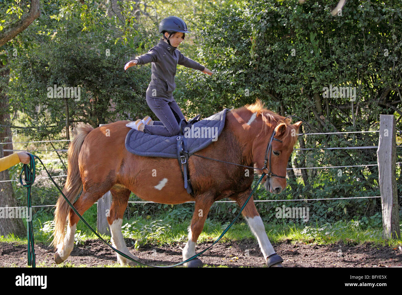 Woman Using Horseback Riding Exercise Machine young girl performing exercises on horseback Stock Photo - Alamy