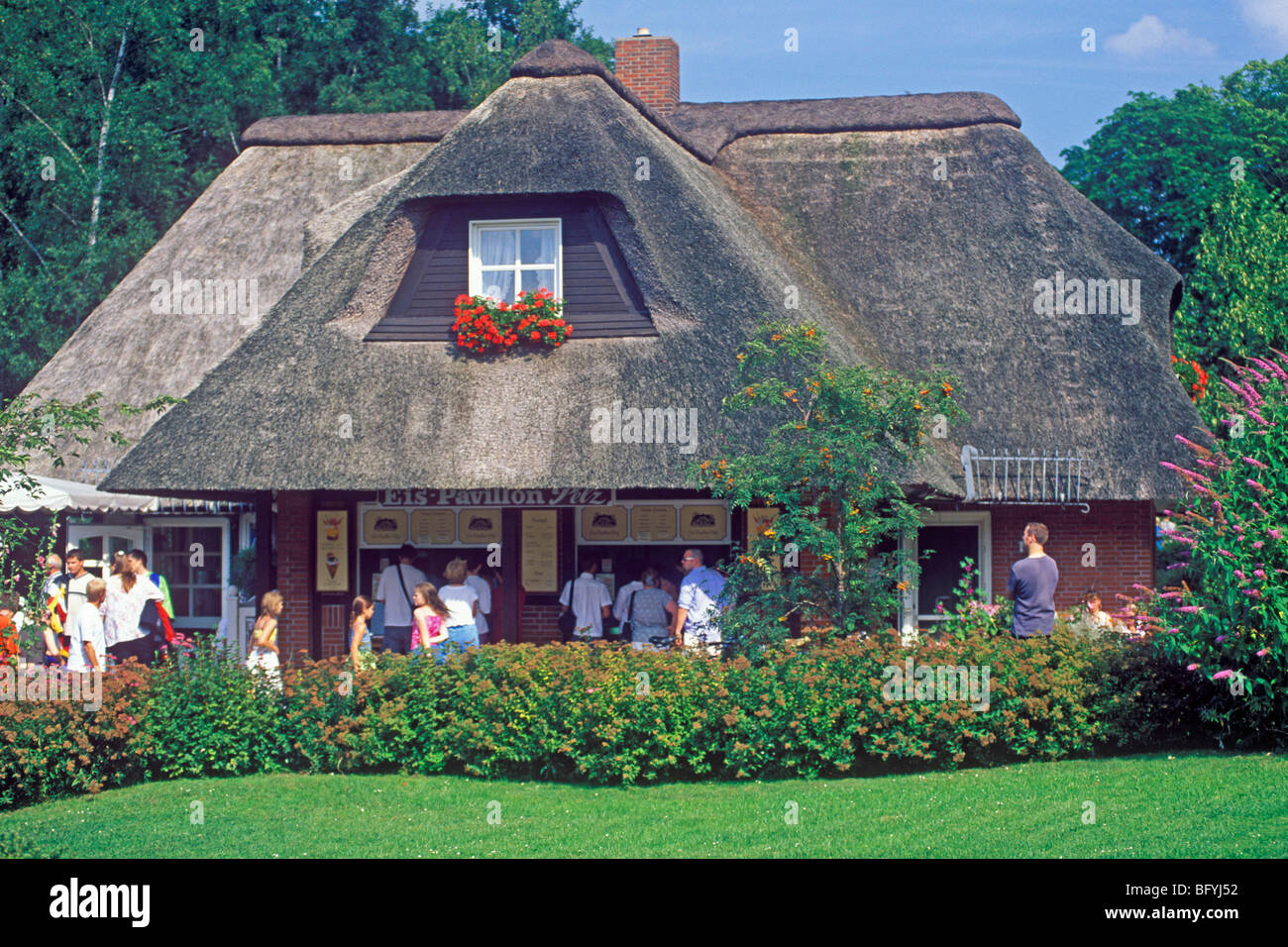 thatched house in Ratzeburg, SchleswigHolstein, Northern Germany Stock
