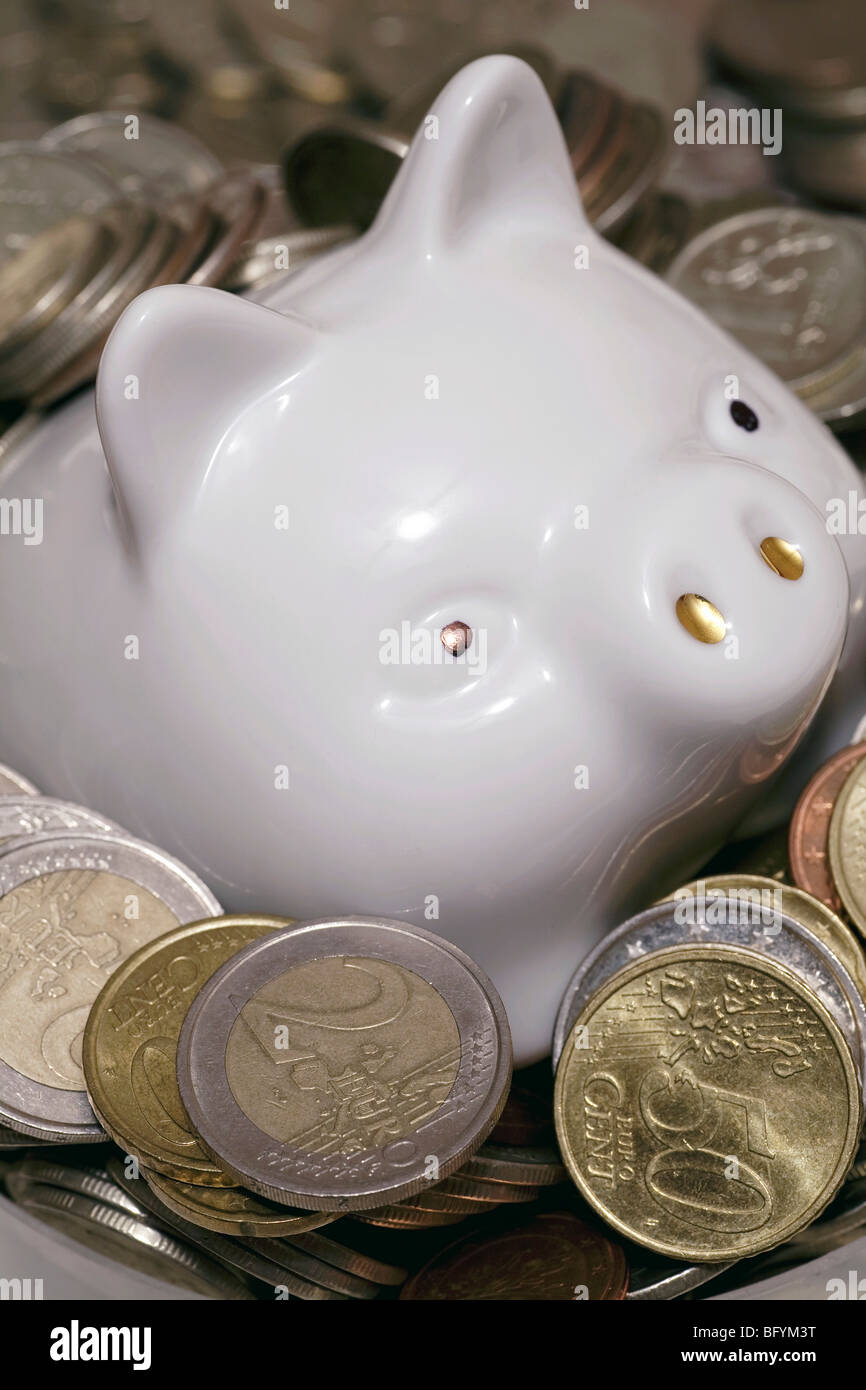 piggybank and coins Stock Photo