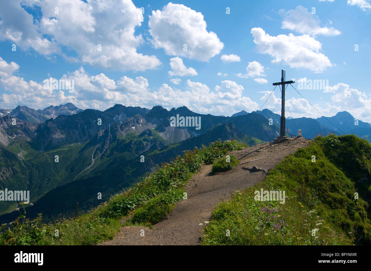 Summit of Fellhorn Mountain, Oberstdorf, Allgaeu, Bavaria, Germany, Europe Stock Photo