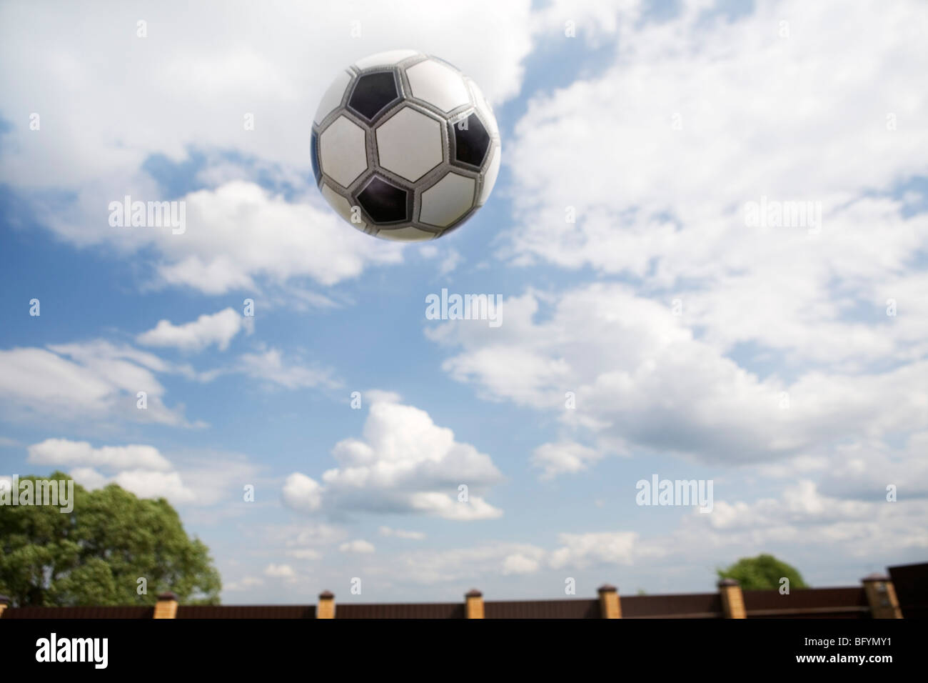 football flying through air Stock Photo