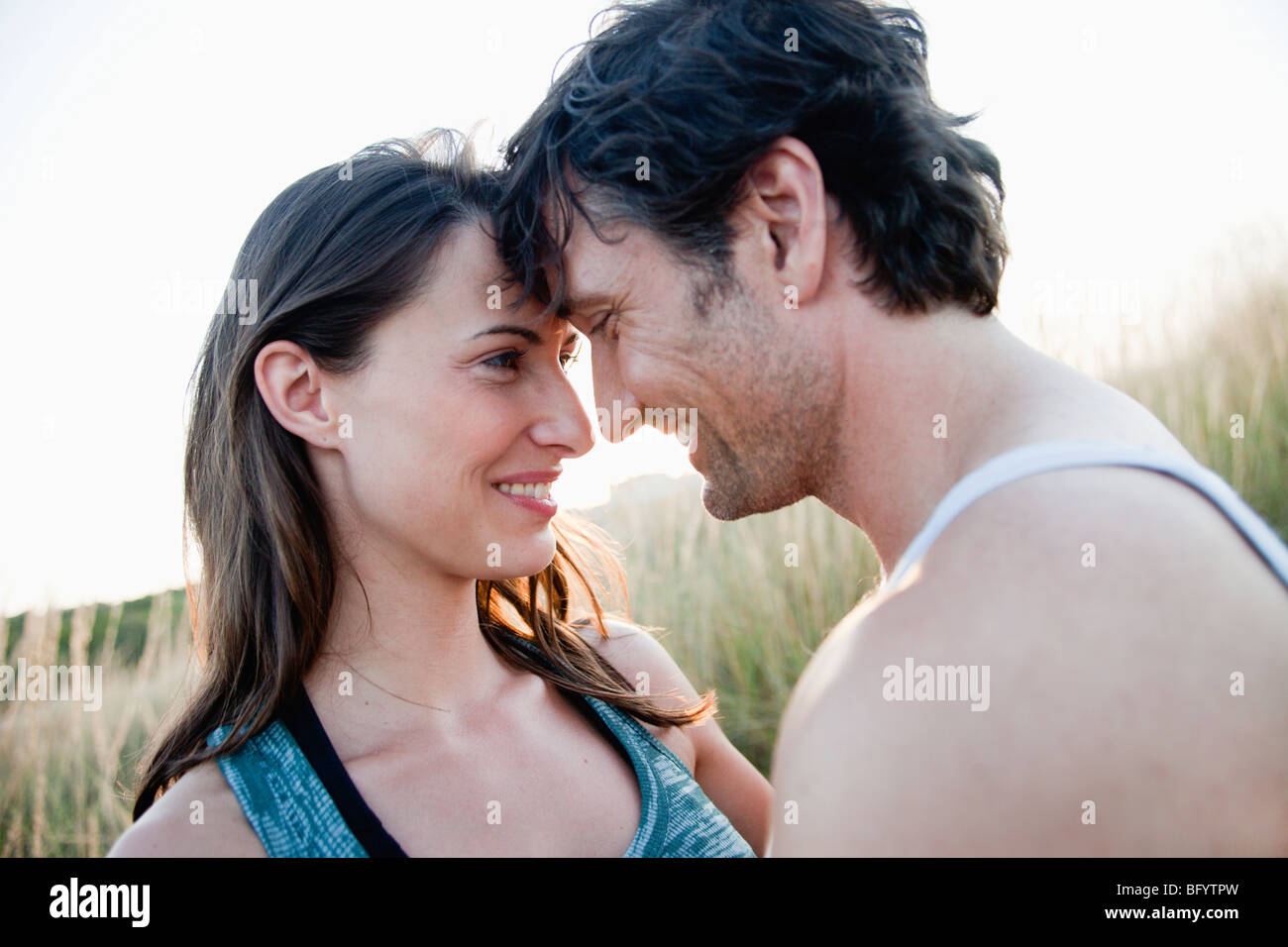 couple smiling at each other Stock Photo