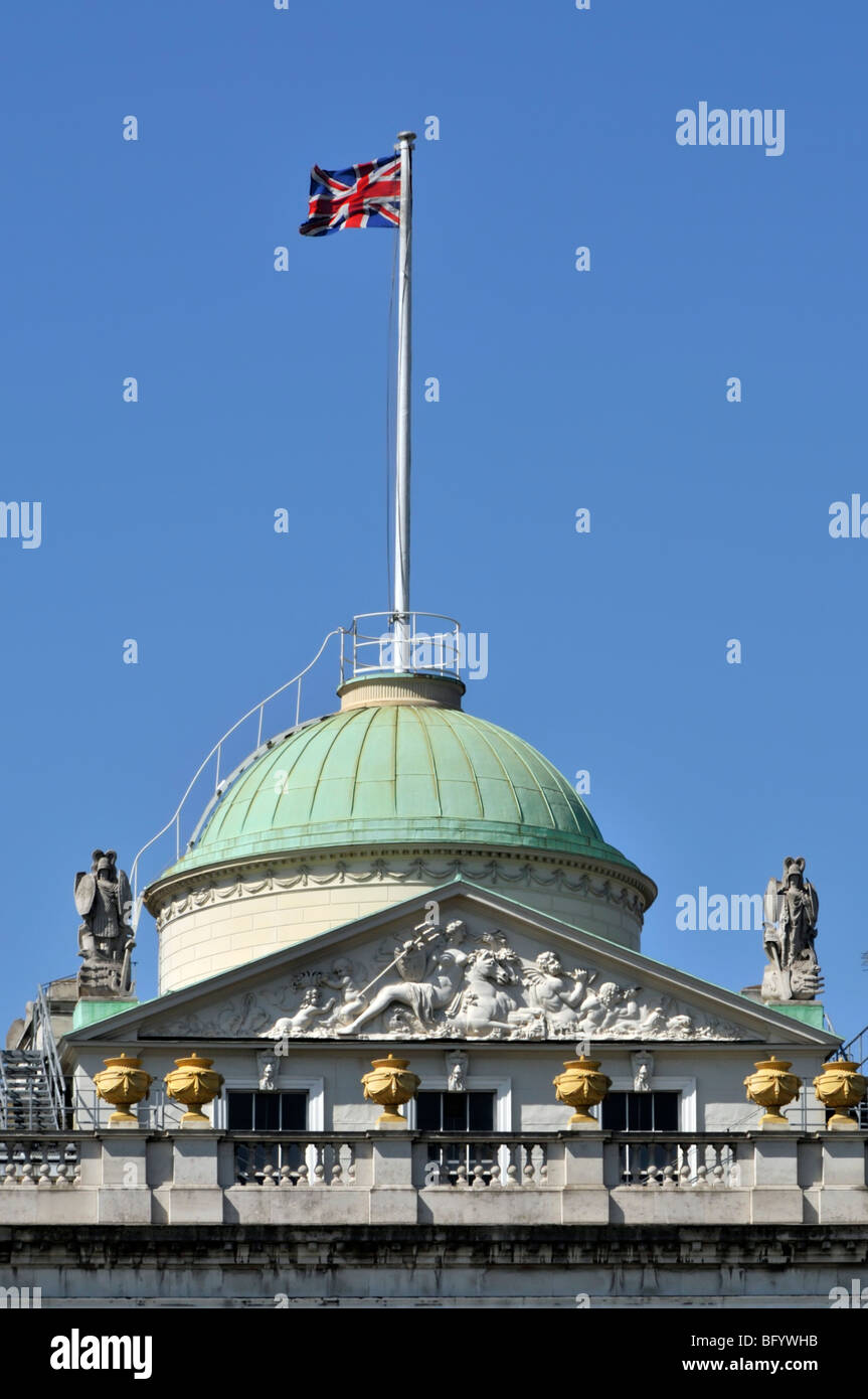 Union Jack flag flying above Somerset House London Stock Photo