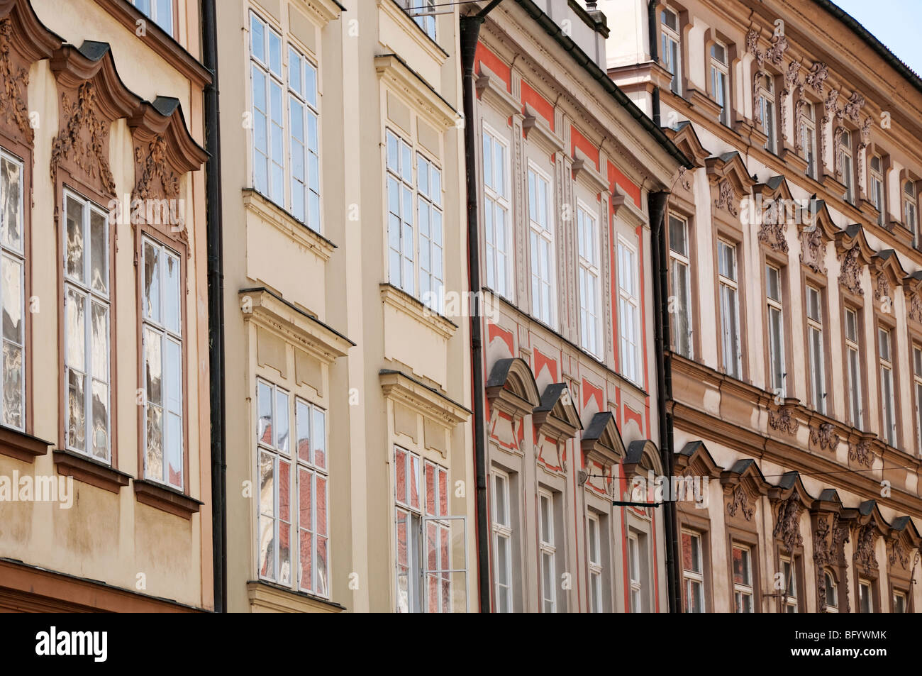 Prague, Czech Republic. Building facades of Old Town Square Stock Photo