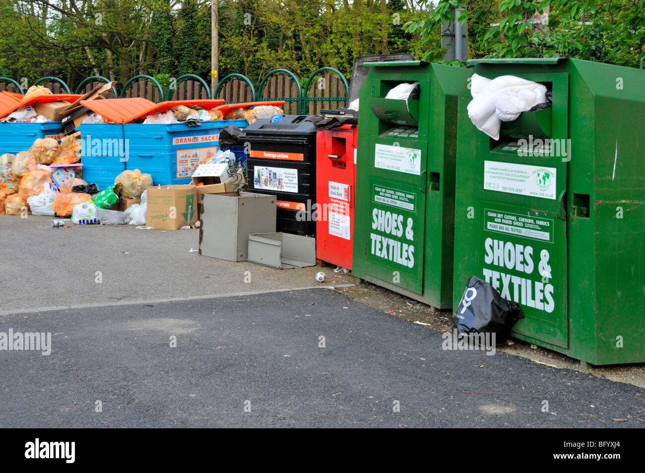 Local council recycling drop off layby Stock Photo Alamy