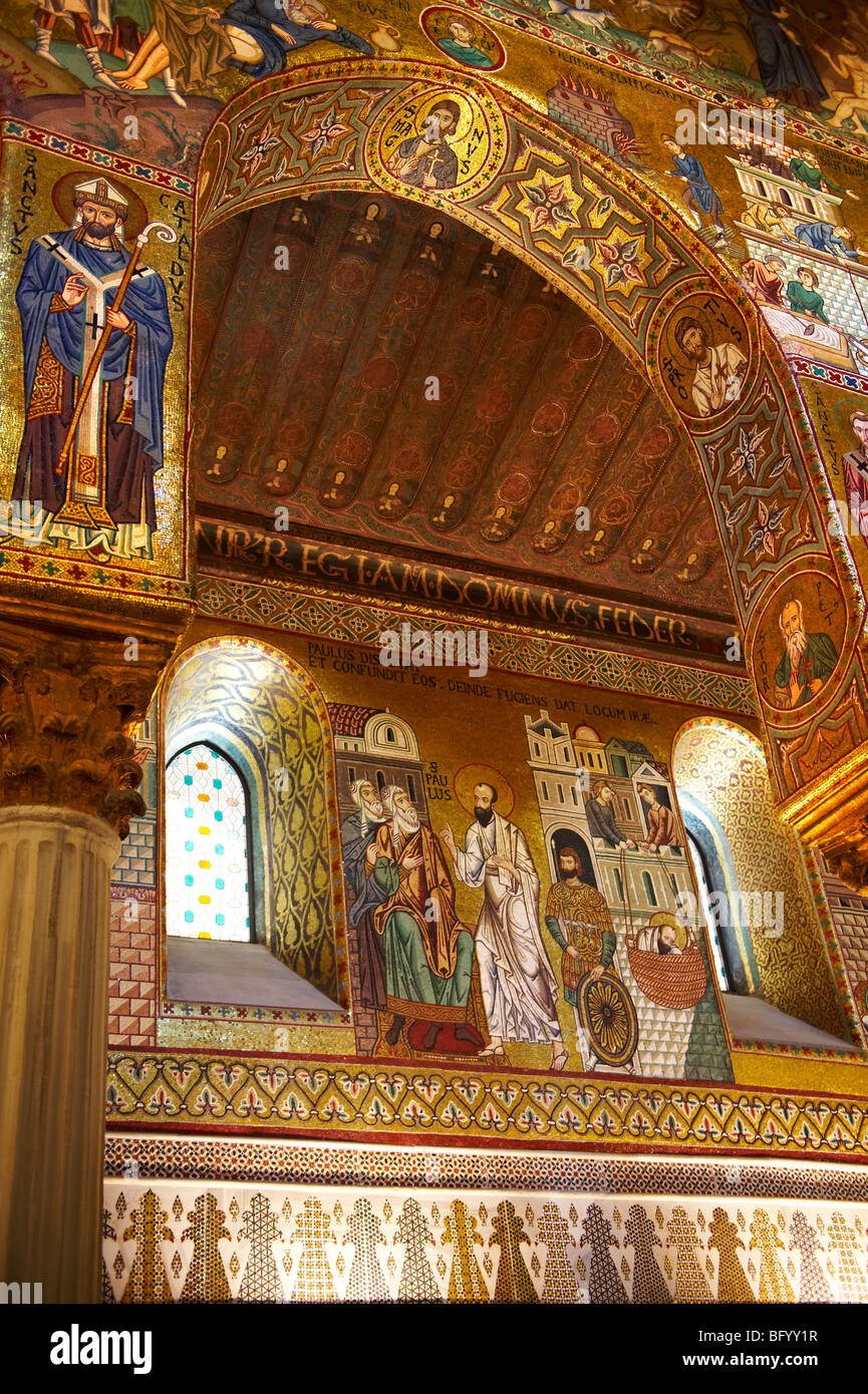 Byzantine mosaics ot The Palatine Chapel in the Norman Palace, Palermo Sicily Stock Photo