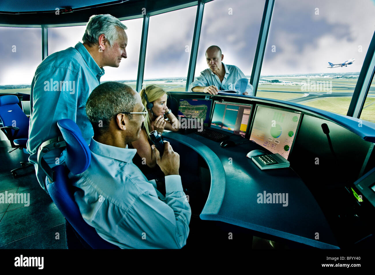 airport control tower Stock Photo