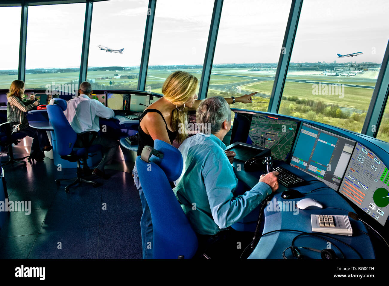 airport control tower Stock Photo