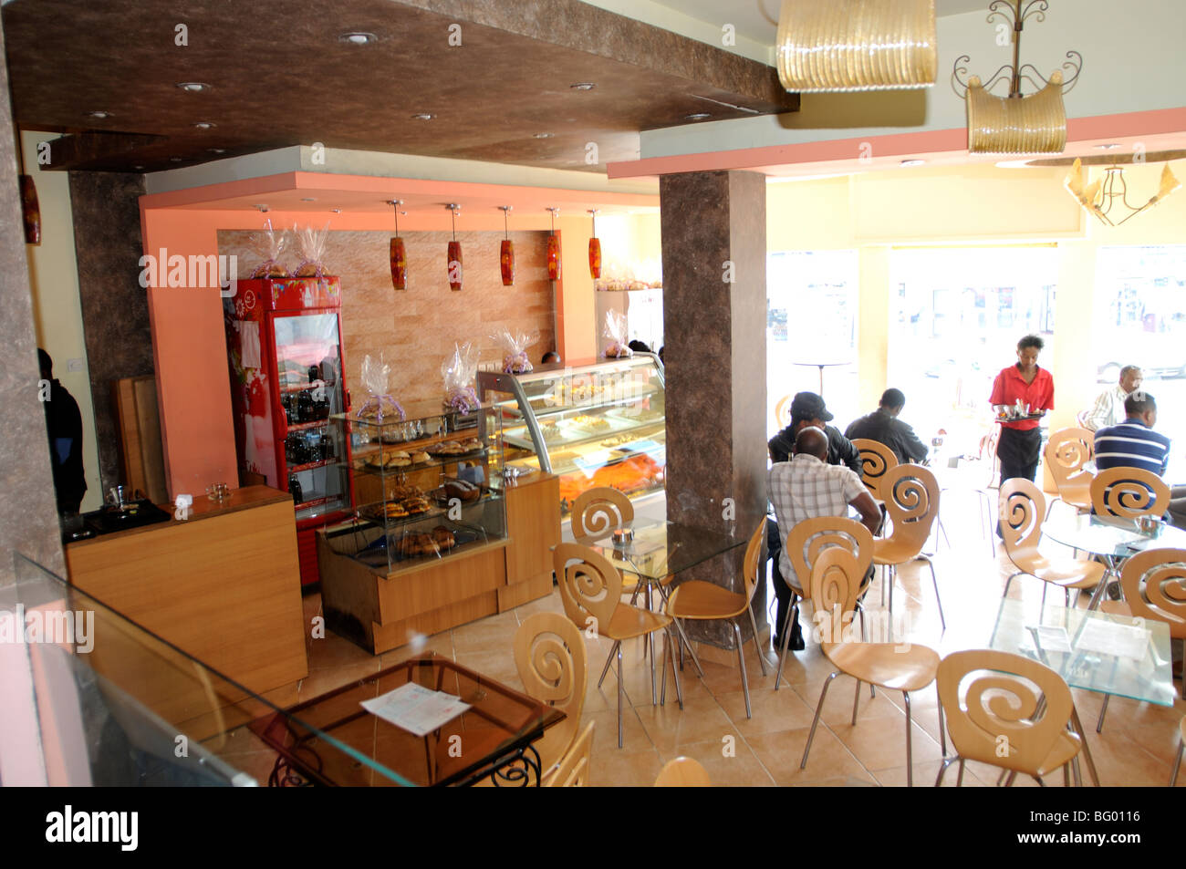 coffee shop, Haile Selassie Street addis ababa ethiopia Stock Photo