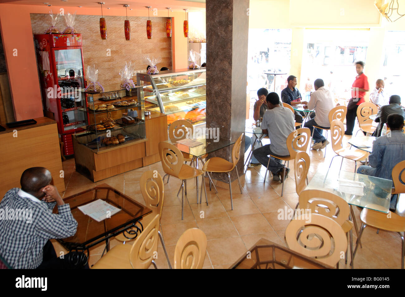 coffee shop, Haile Selassie Street addis ababa ethiopia Stock Photo