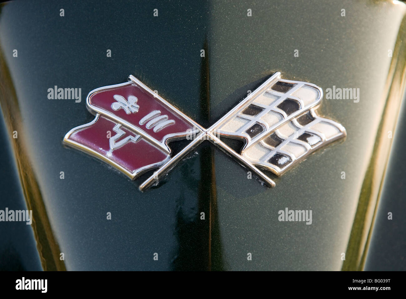 close up of classic corvette flags Stock Photo