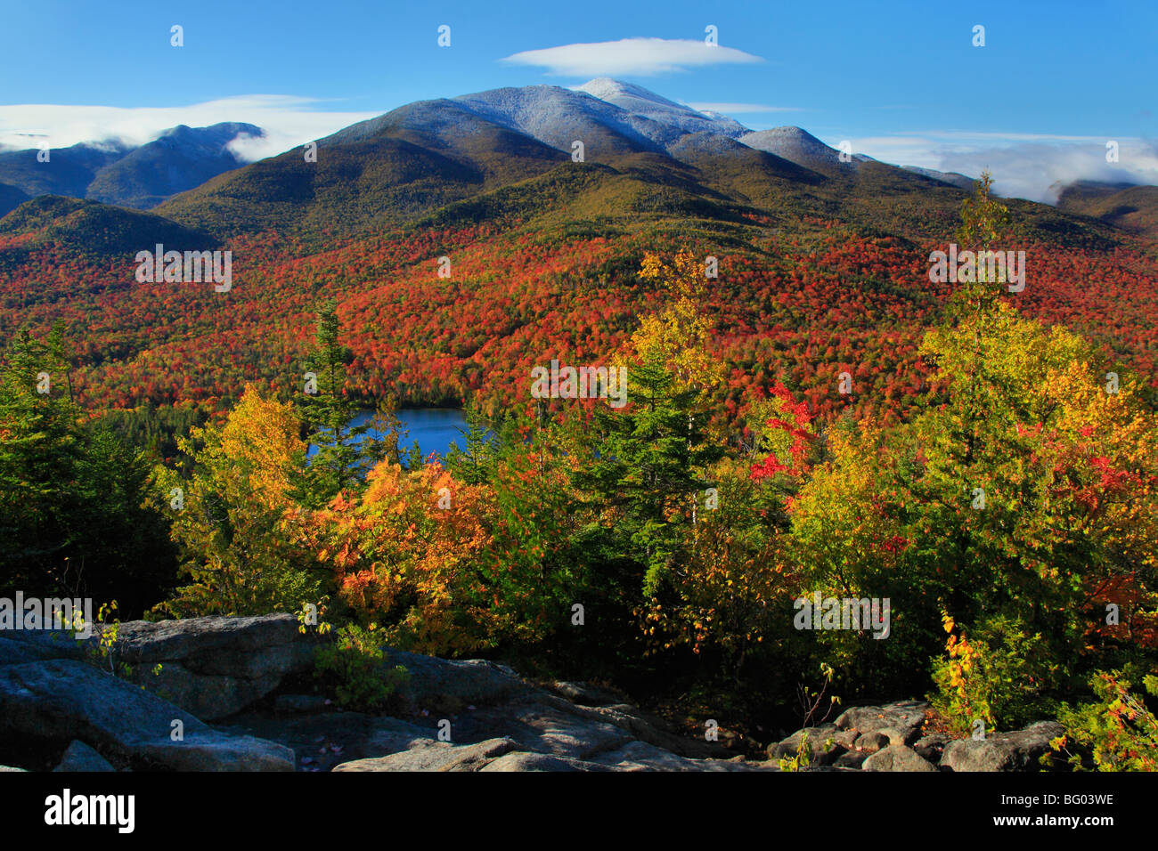 View of Heart Lake From Mount Jo, North Elba, Adirondacks, New York  Stock Photo