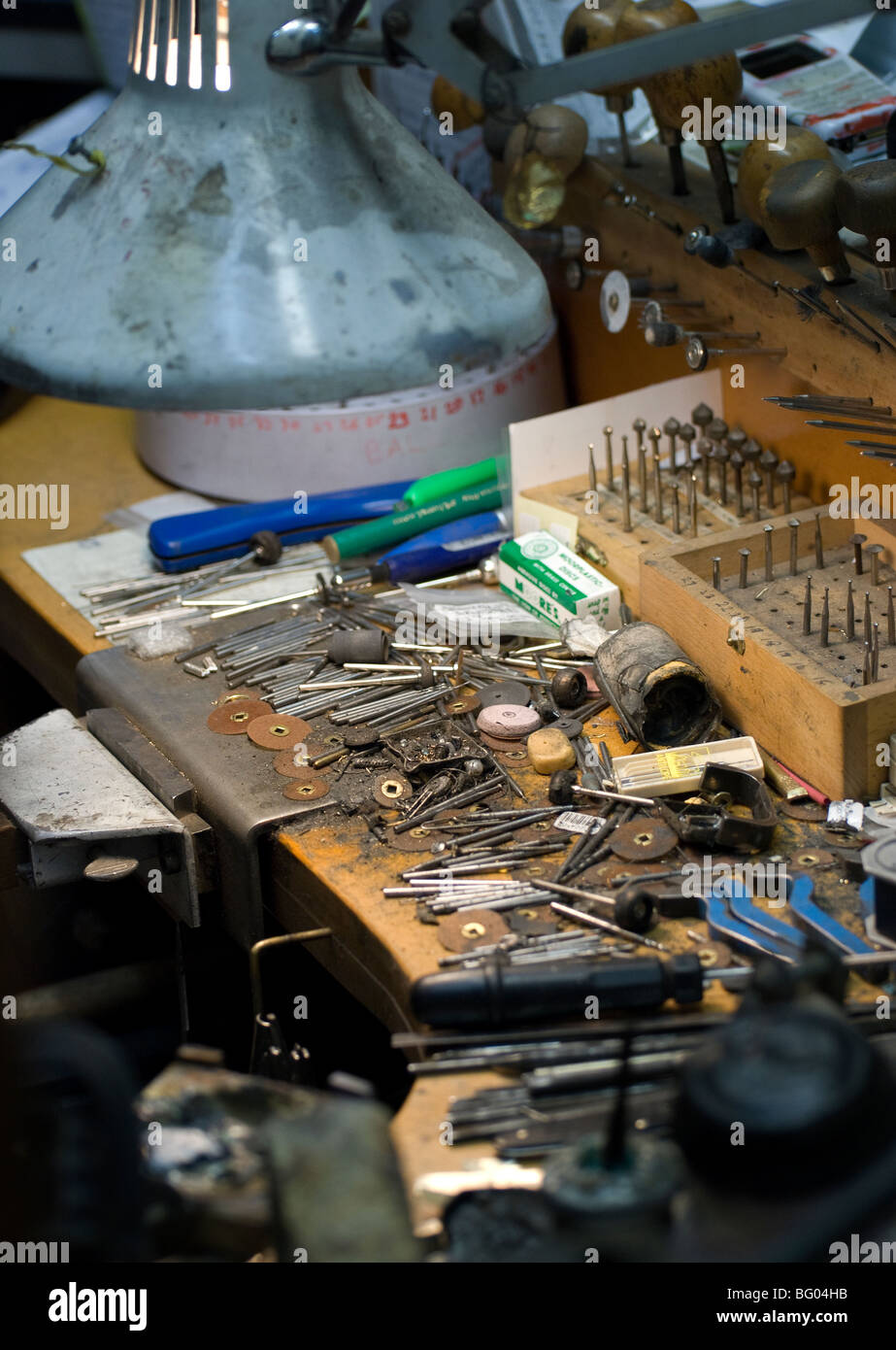 Tools of the trade jeweller's bench Stock Photo Alamy