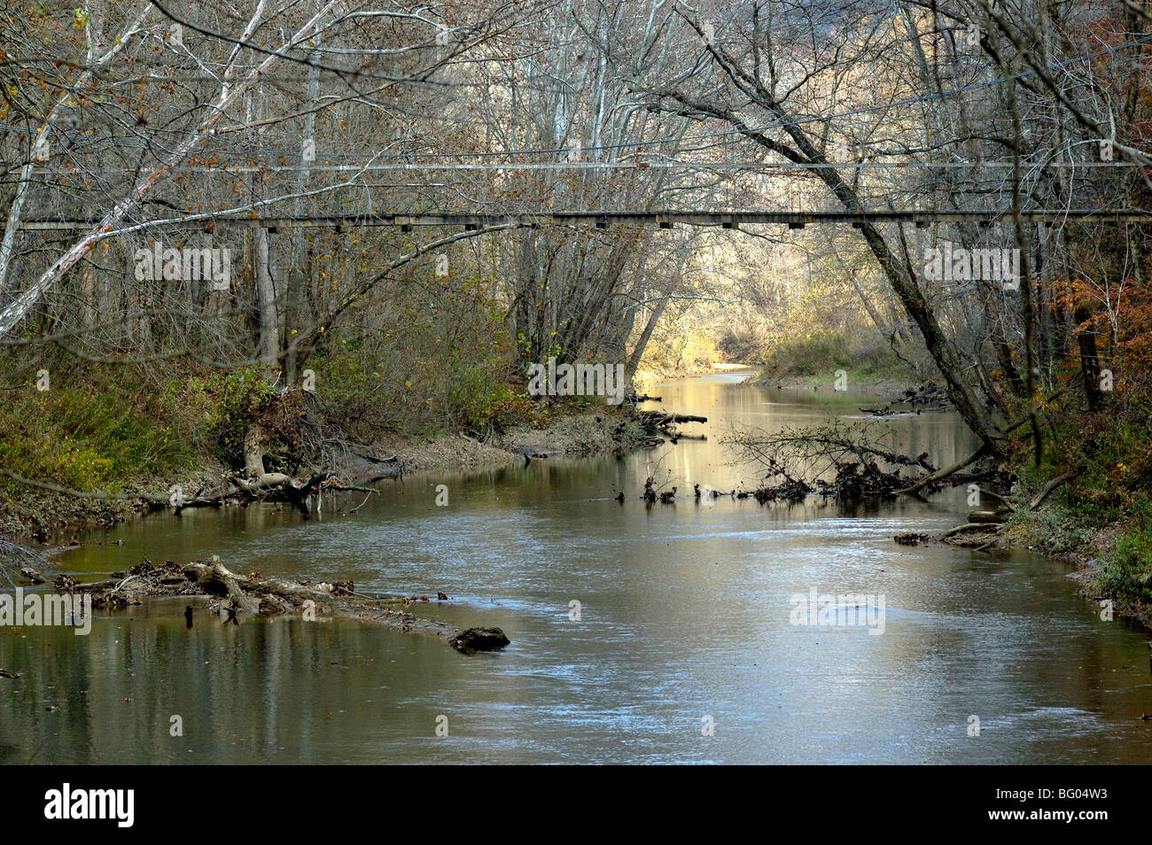 Sheltowee Trace Suspension Bridge in the Red River Geological