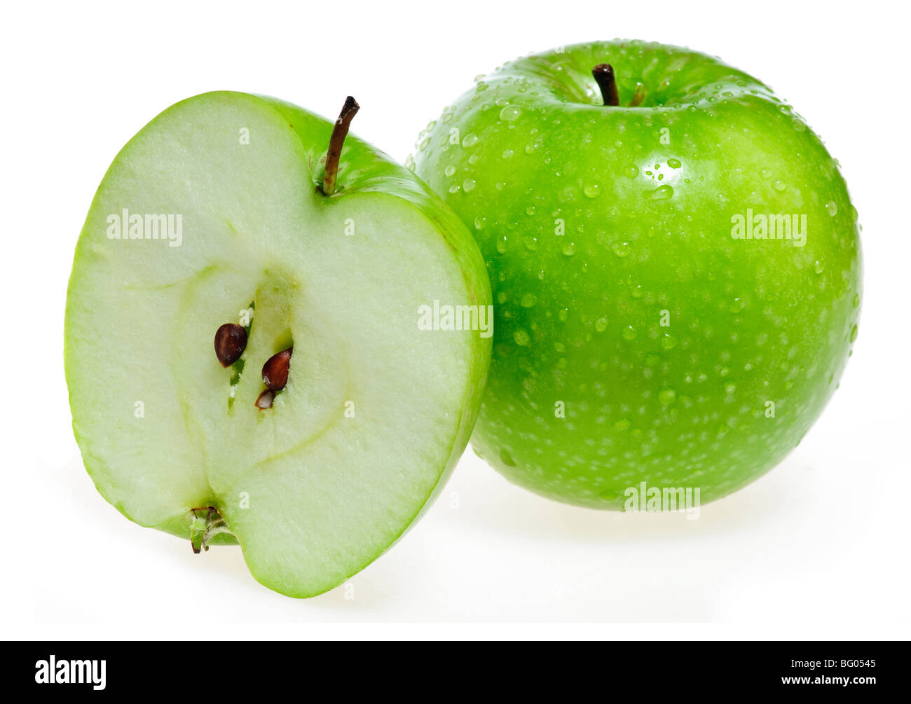 apple and its cross-section isolated on white background Stock Photo