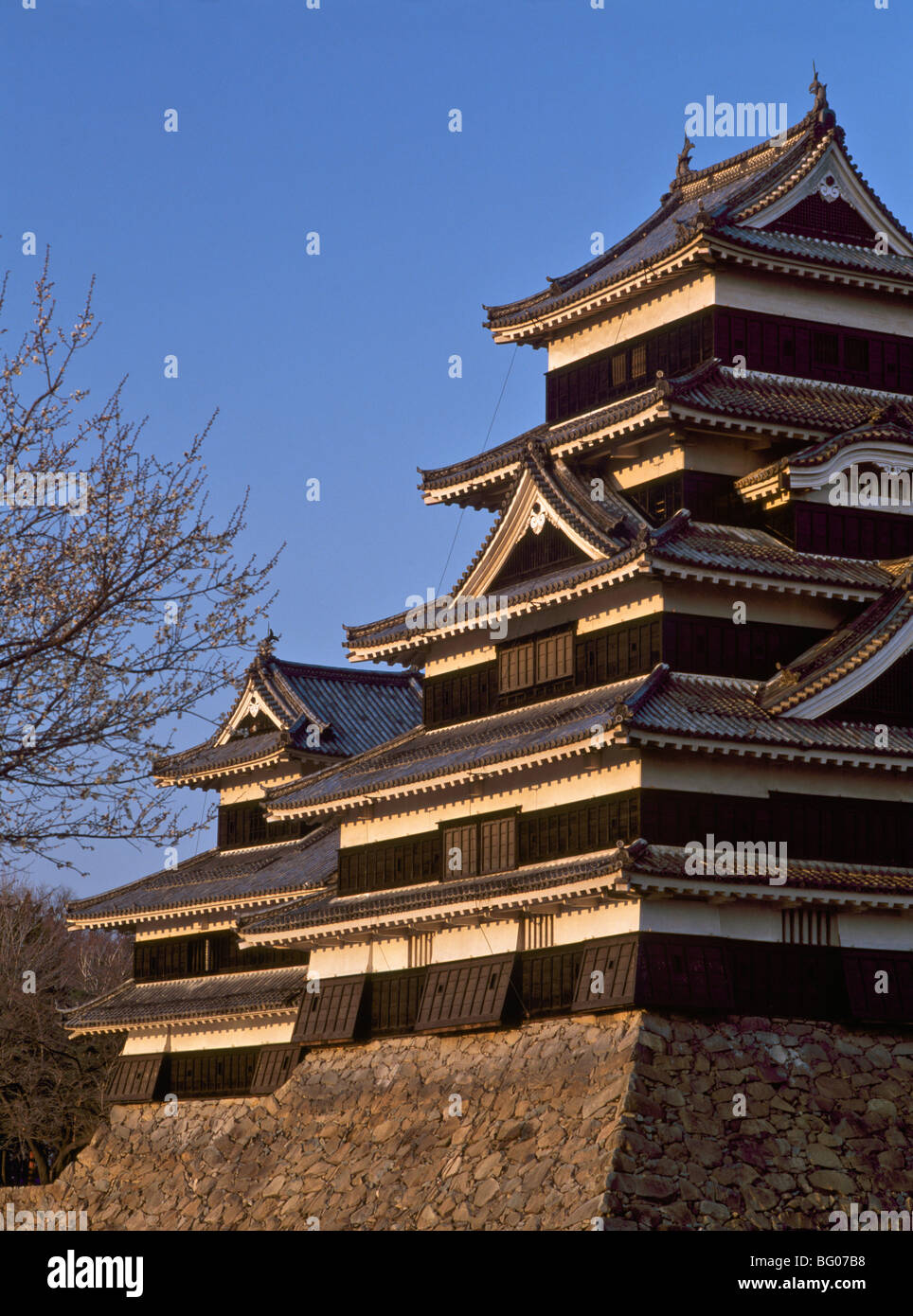 Matsumoto castle, one of only three remaining original wooden castles, Nagano-ken, Japan, Asia Stock Photo