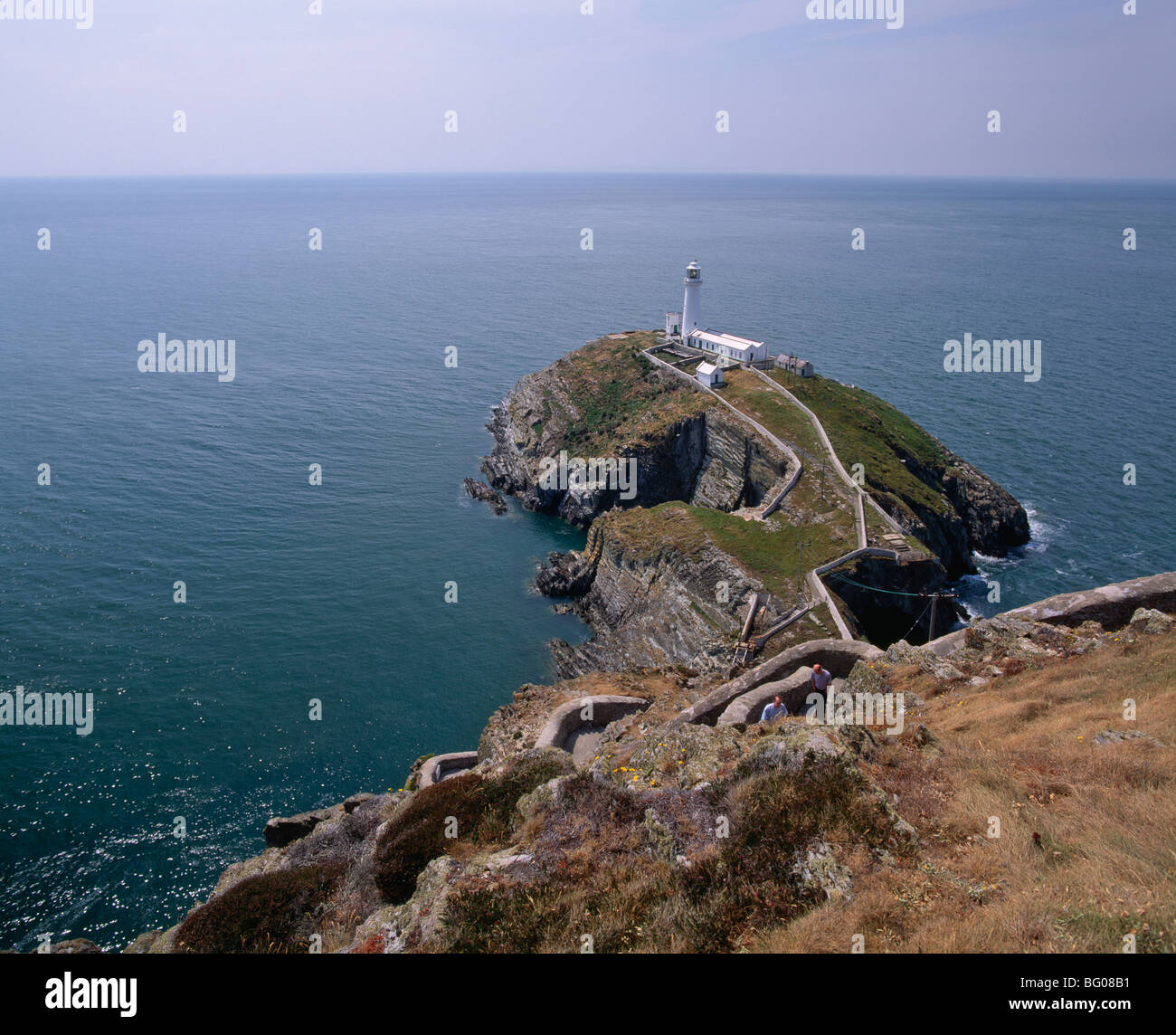 South Stack lighthouse on the western tip of Holy Island, Anglesey, North Wales, Wales, United Kingdom, Europe Stock Photo