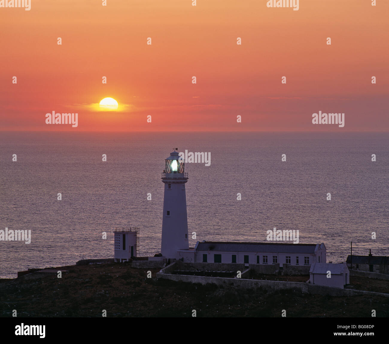 South Stack lighthouse on the western tip of Holy Island, Anglesey, North Wales, United Kingdom, Europe Stock Photo