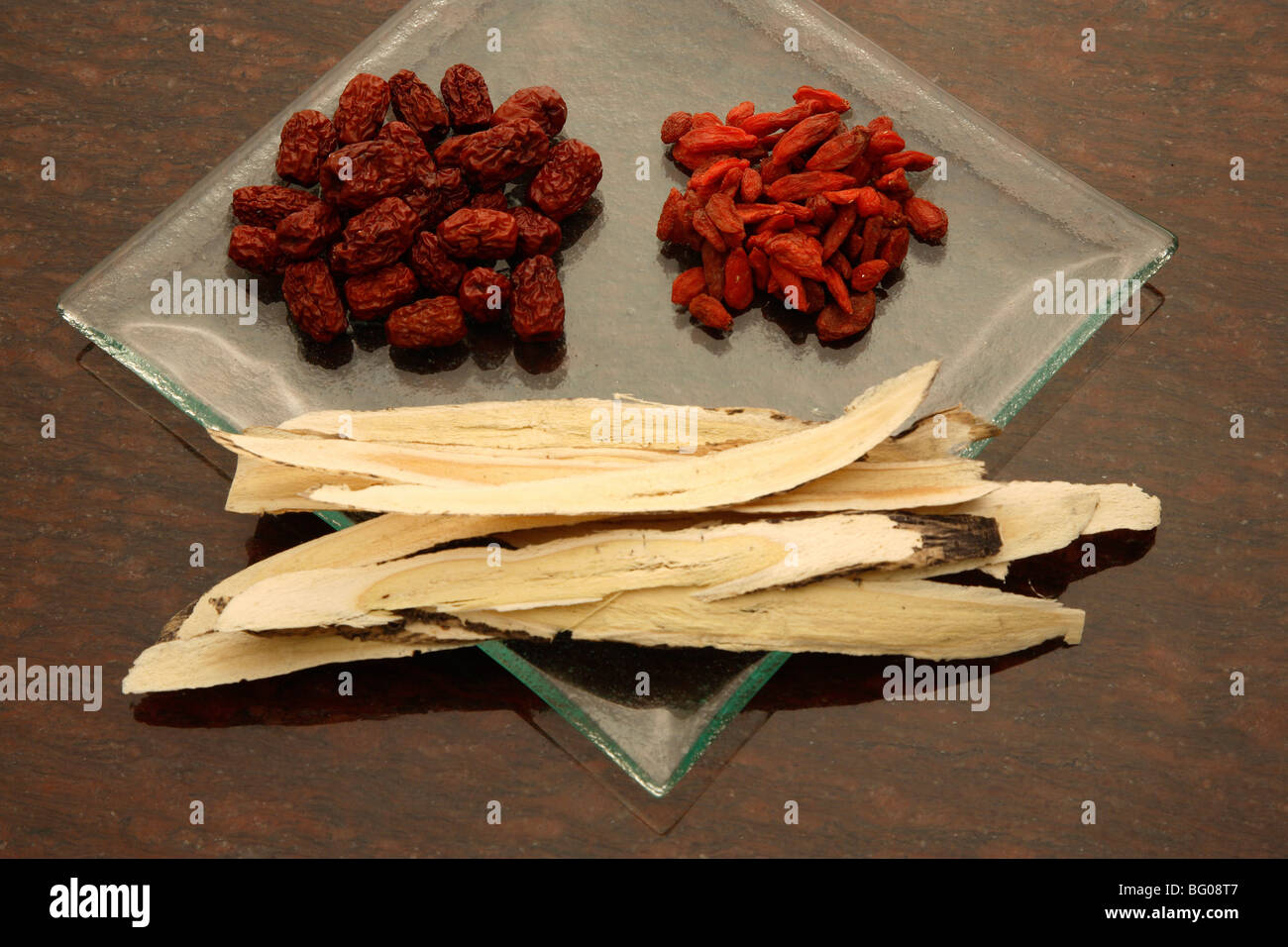 Astragalus,  wolfberry and red date (Jujube) Stock Photo