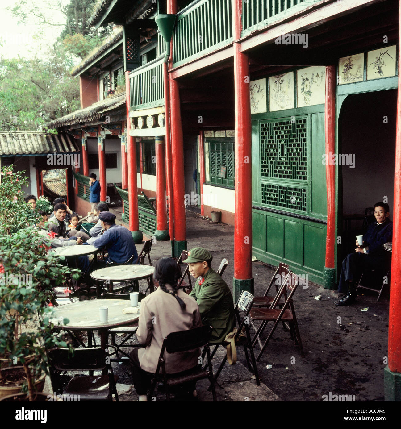 Teahouse, photographed in 1974, in Kunming, Yunnan, China, Asia Stock Photo