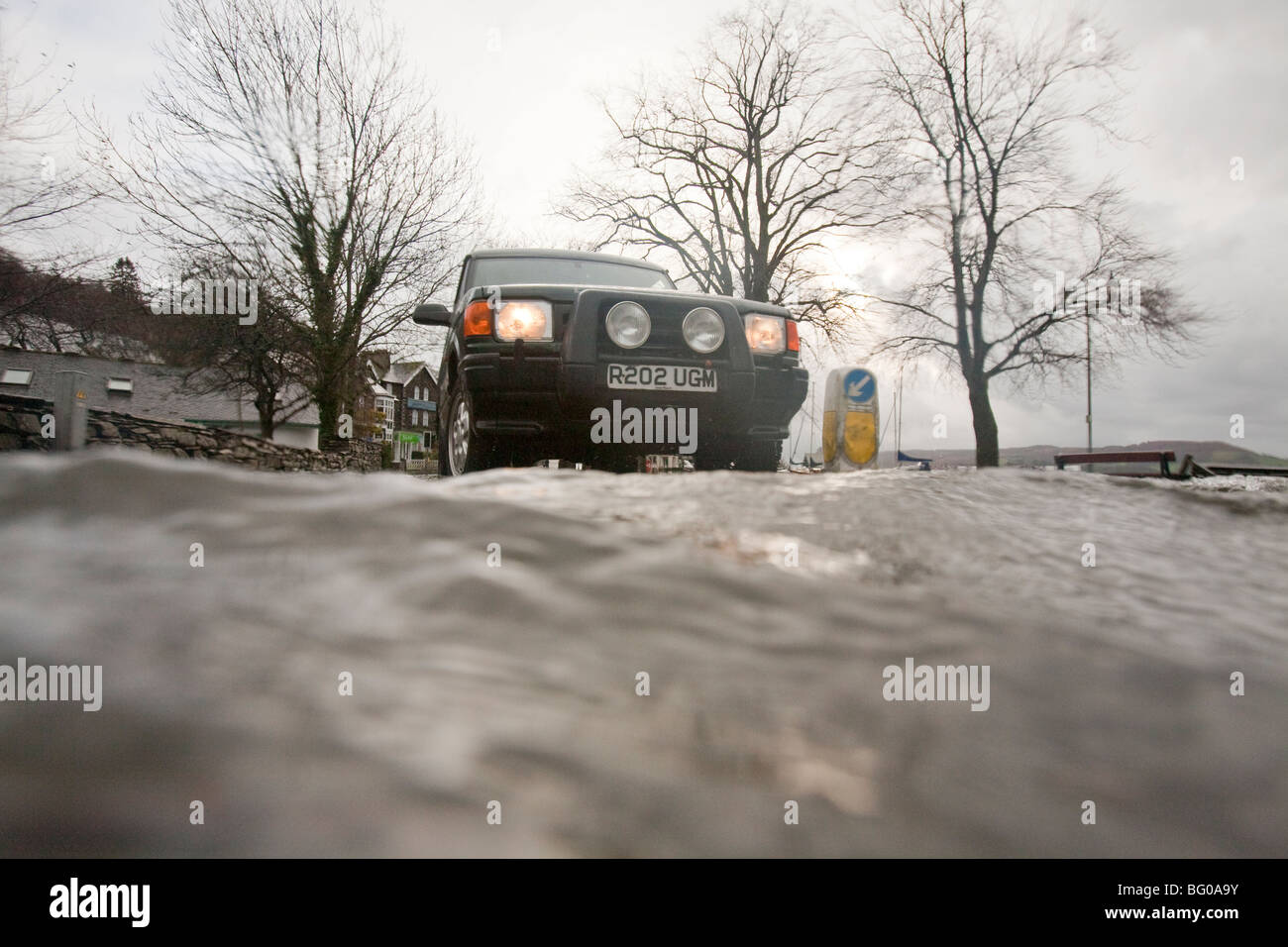 A road in Ambleside,submerged by the devastating November 2009 floods