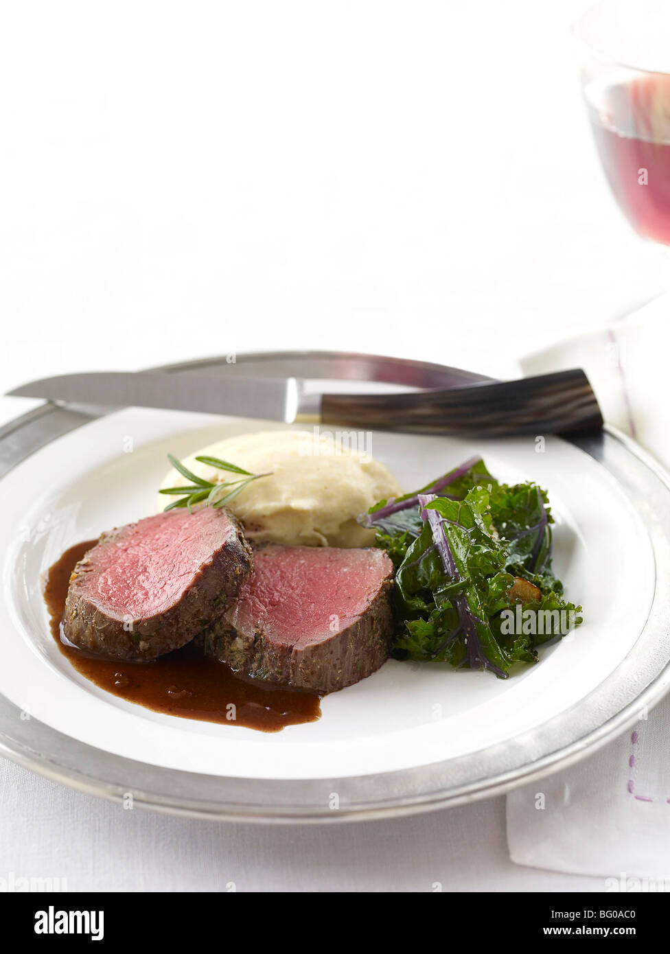 Roasted rosemary fillet of beef with pinot noir sauce Stock Photo Alamy