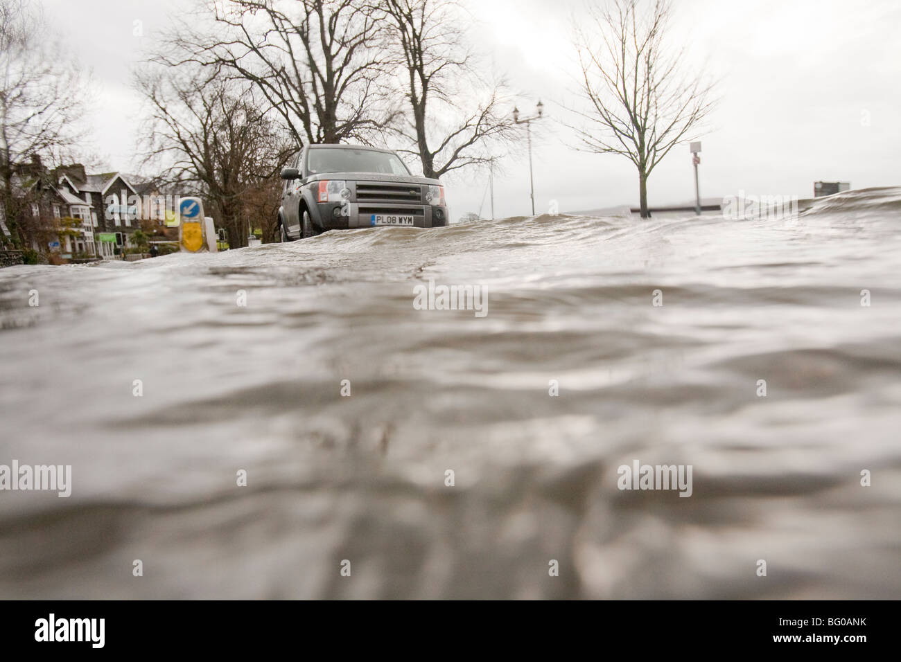 A road in Ambleside,submerged by the devastating November 2009 floods