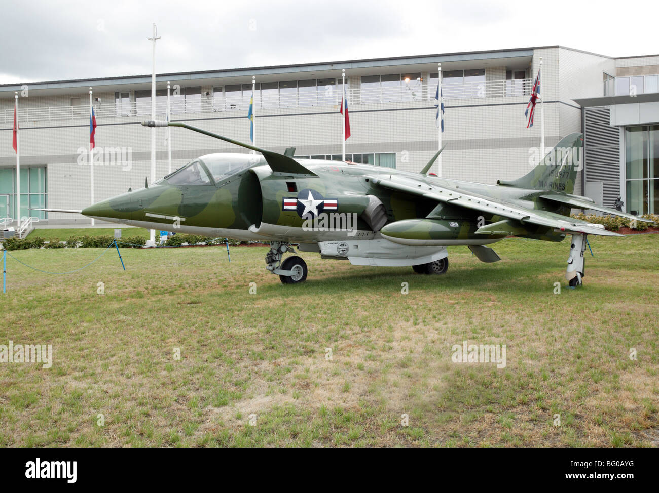 McDonnell Douglas AV-8C Harrier II on static display on the East Lawn of of the Museum of Flight, Seattle Stock Photo