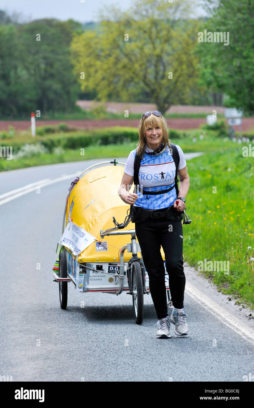 Rosie Swale-Pope MBE completed a five year around the world run raising  money for Charity. Pictured running from Tenby to London Stock Photo - Alamy