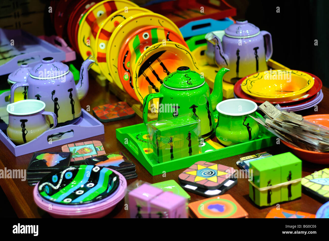 craft shop display, tambo international airport, johannesburg Stock