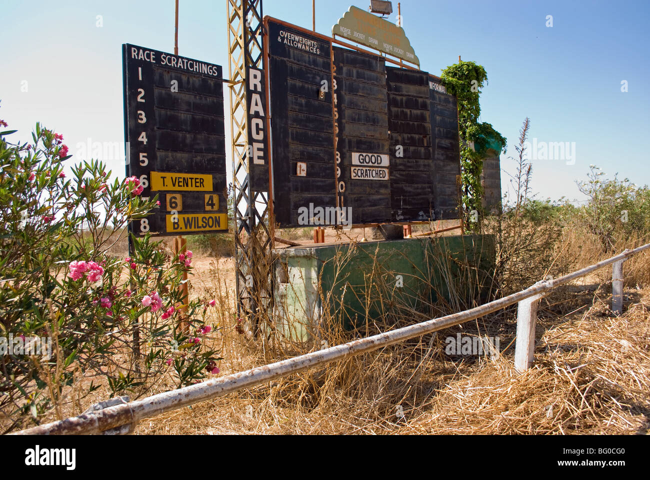 The results board at Ascot racecourse in Bulawayo, Zimbabwe. The famous