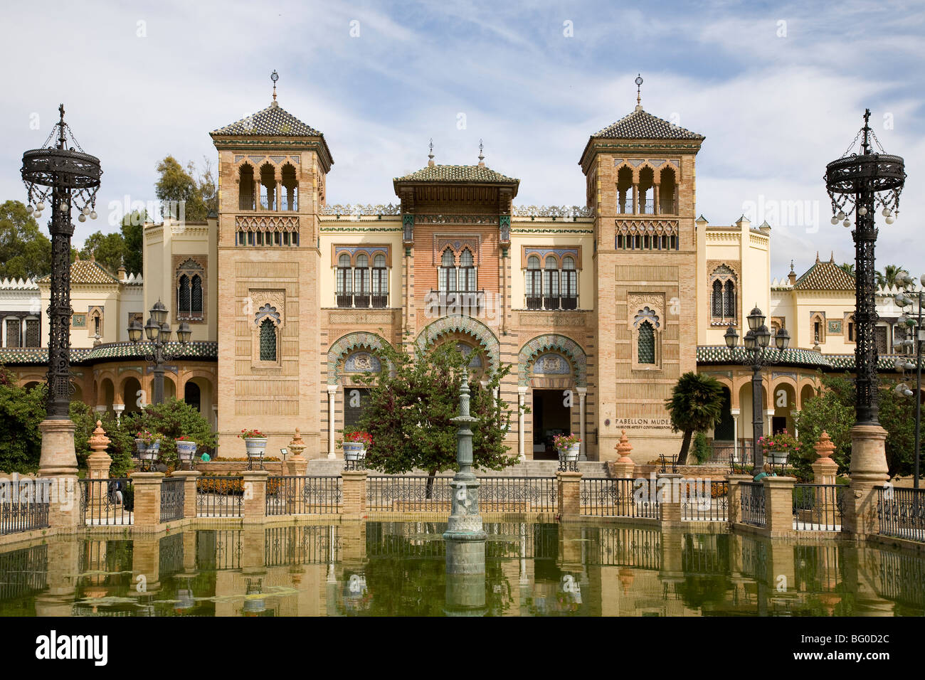 Museo de Artes y Costumbres populares, Mudejar Palace, Parque Maria Luisa, Seville, Andalusia, Spain Stock Photo